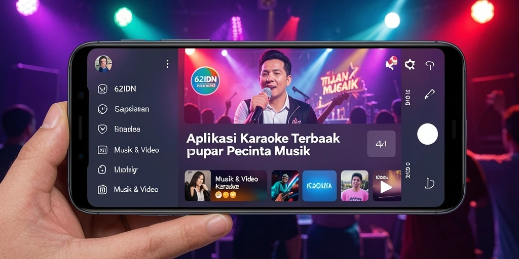 Antarmuka aplikasi Karaoke 62IDN yang menarik dan mudah digunakan.