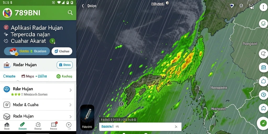 Antarmuka aplikasi Radar Hujan 789BNI yang informatif dan mudah digunakan.