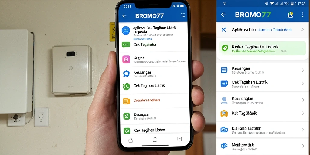 Tampilan antarmuka BROMO77 untuk cek tagihan listrik.