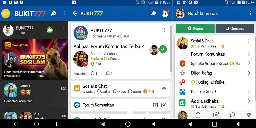 Antarmuka utama BUKIT777 dengan fitur Forum Komunitas