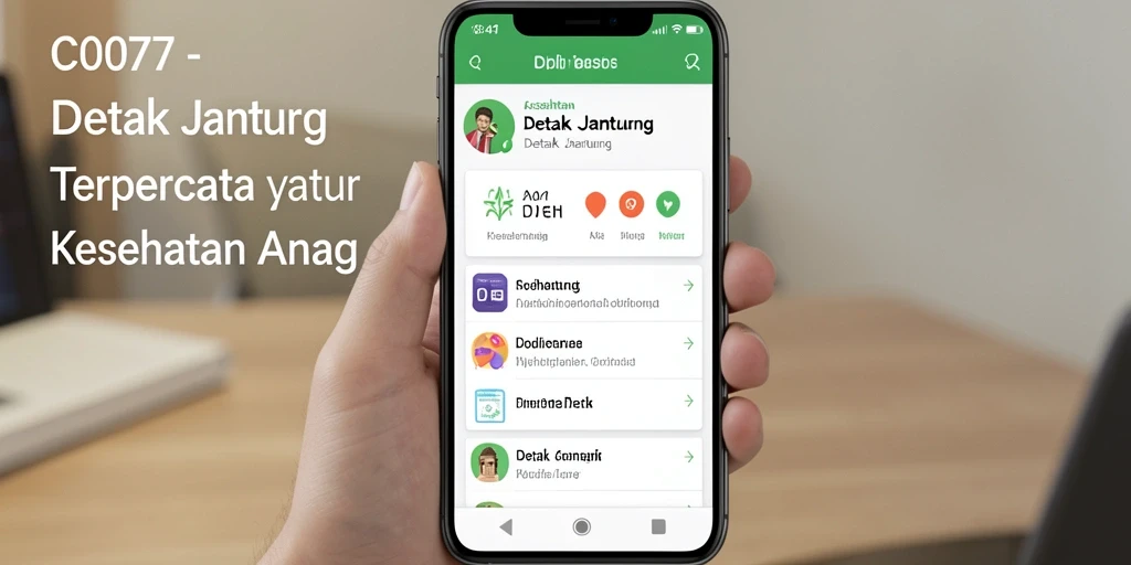 Antarmuka aplikasi C0077 yang lengkap dengan fitur Detak Jantung.