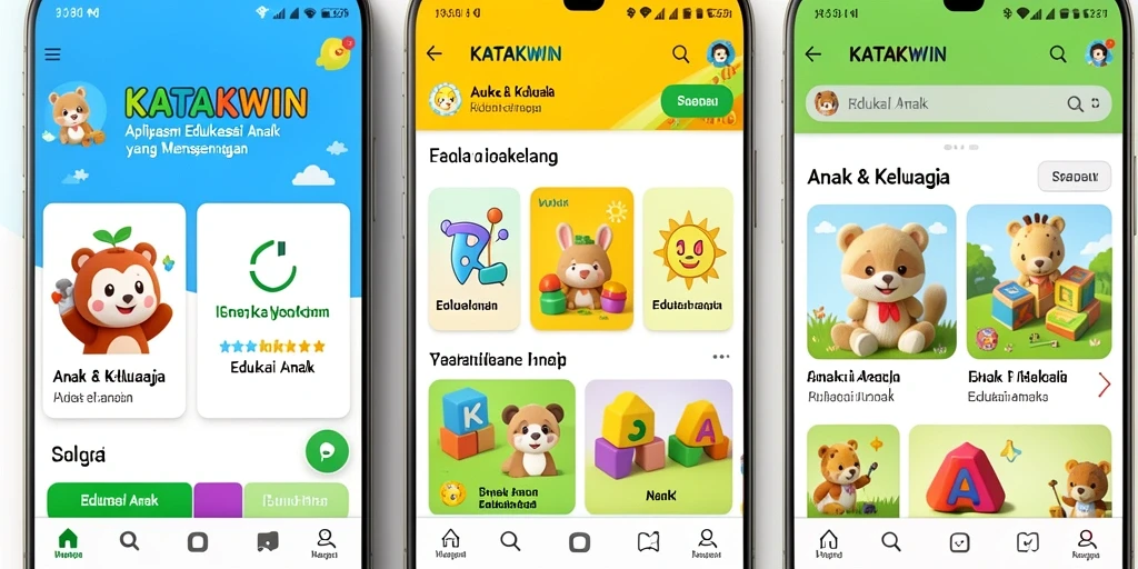 Tampilan antarmuka KATAKWIN yang ceria dan edukatif.