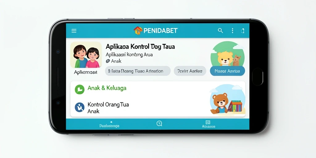 Tampilan antarmuka utama aplikasi PENIDABET yang menunjukkan fitur kontrol orang tua.