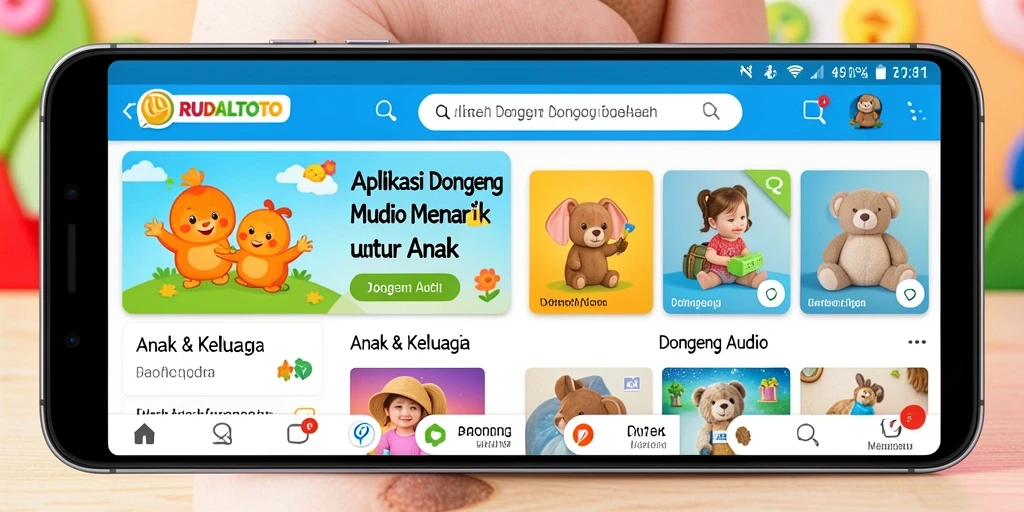 Antarmuka RUDALTOTO dengan koleksi dongeng audio yang menarik.