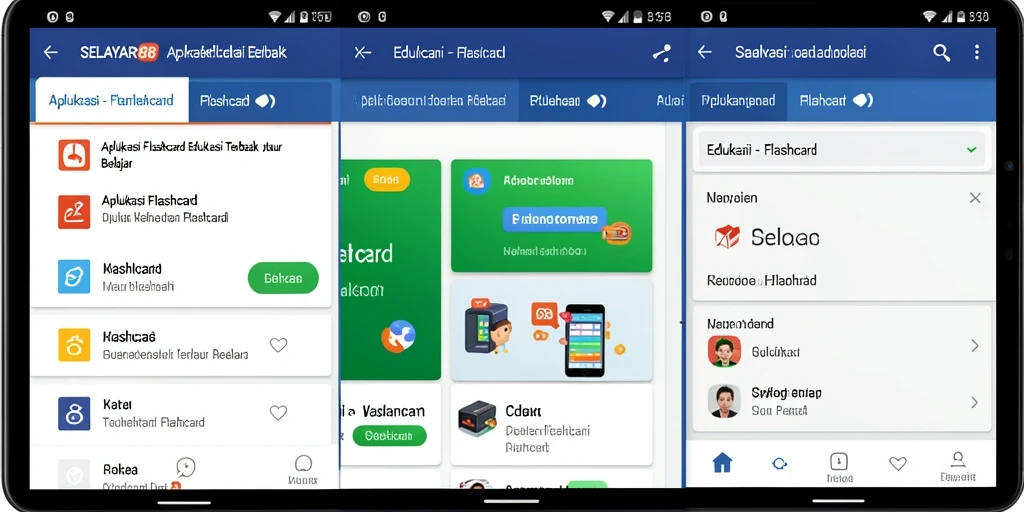 Tampilan antarmuka aplikasi Flashcard SELAYAR88 yang interaktif dan menarik.