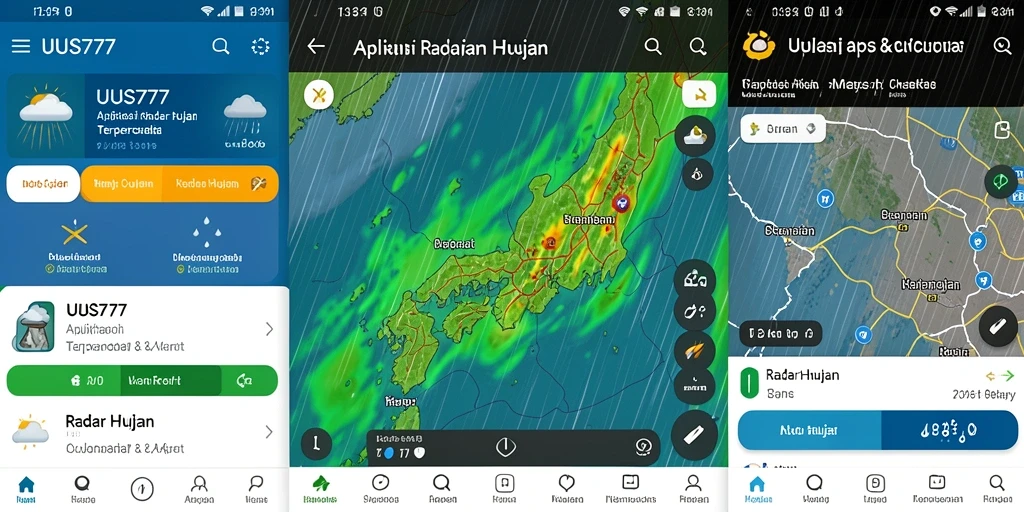 Antarmuka aplikasi UUS777 menampilkan peta radar hujan yang informatif.